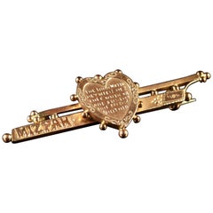 Antique Victorian 9 Carat Gold Mizpah Brooch, circa 1880