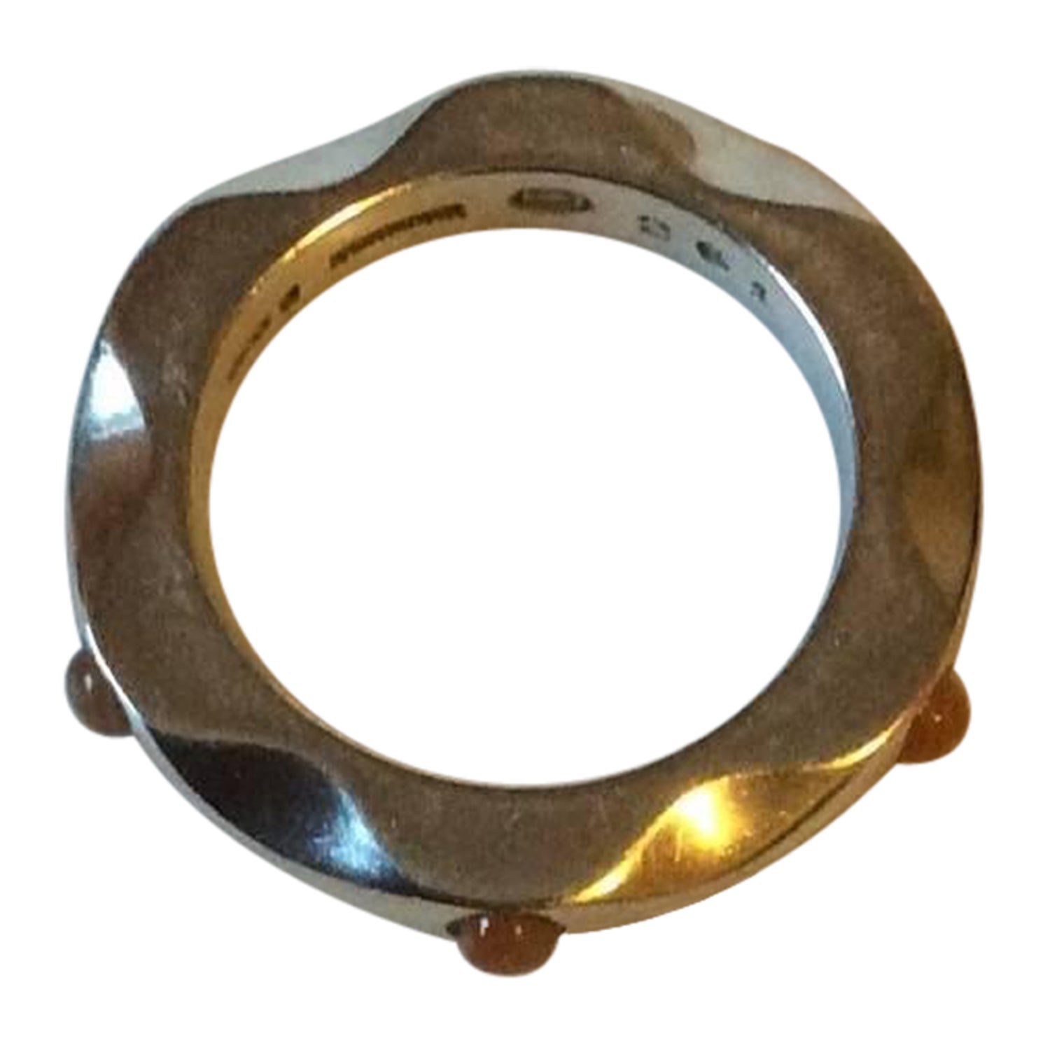 Maria Berntsen Georg Jensen Sterling Mirror Ring # 261 with Orange Moonstone Maria Berntsen Georg Jensen Sterling Mirror Ring # 261 with Orange Moonstone