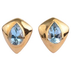 H. Stern Blue Topaz Gold Earrings