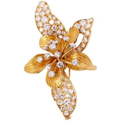 Vintage 1950s Diamond Orchid Brooch