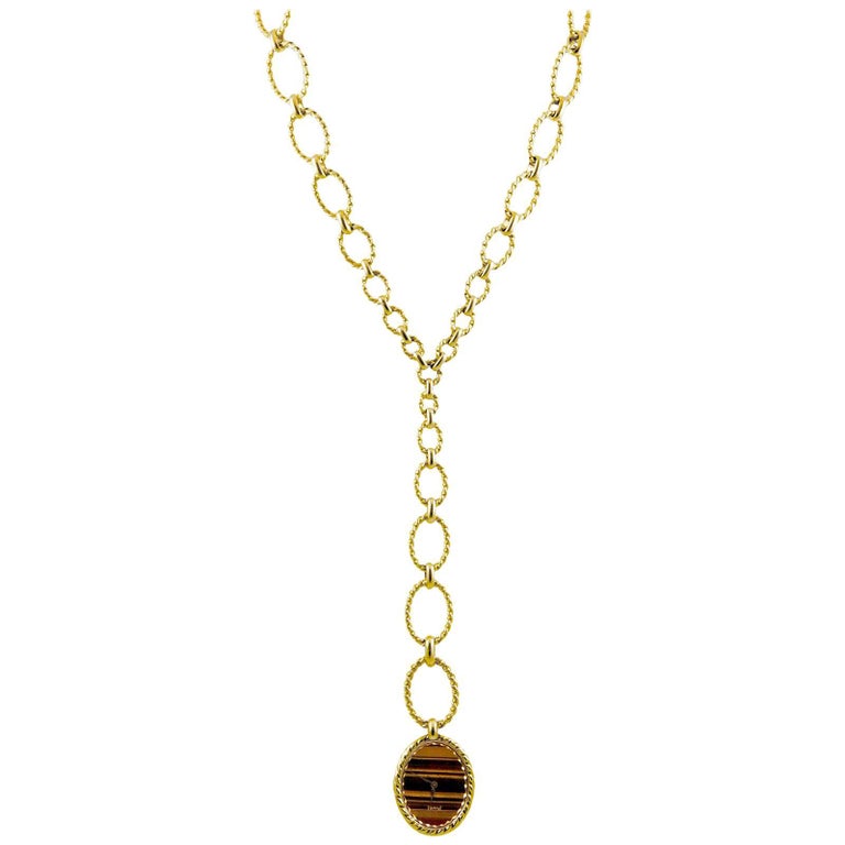 Piaget 18 Karat Gold Link Necklace Watch For Sale at 1stdibs