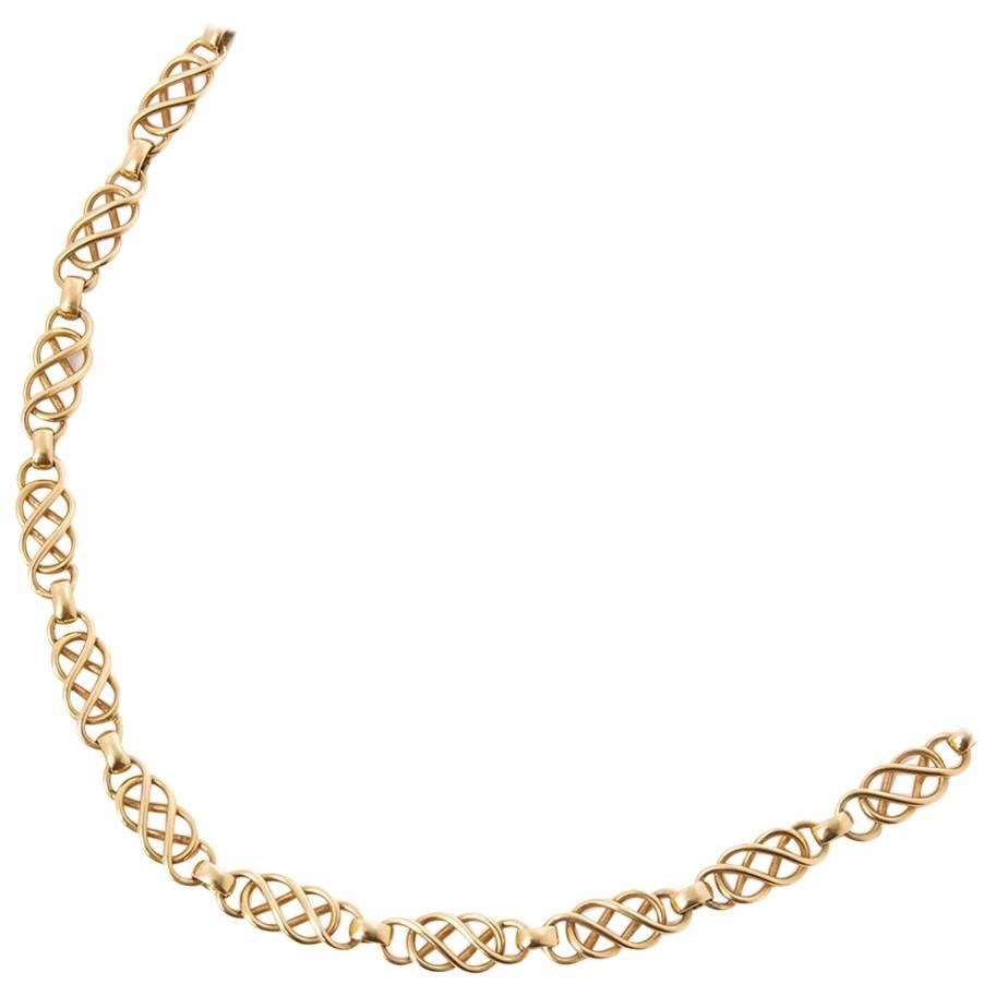 Georg Jensen 18 Karat Yellow Gold Long Vintage Chain Necklace
