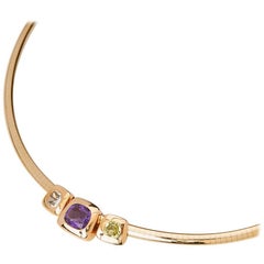 Chanel 18 Karat Yellow Gold Amethyst & Peridot Baroque Collar Necklace 