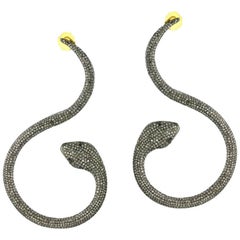 Boucles d'oreilles serpent à diamants pavés en or 14k et argent