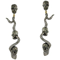 Skull and Snake Diamond Earring