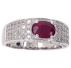 Ruby and White Diamonds on White Gold 18 Carat Cocktail Ring