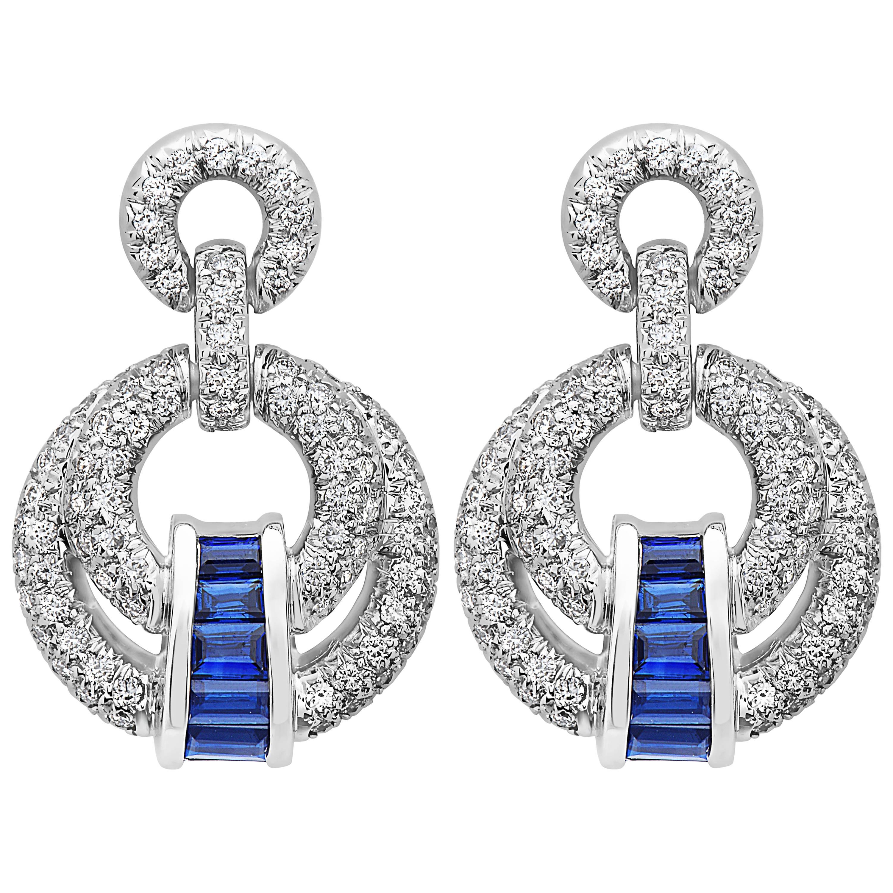 Emilio Jewelry Elegant Sapphire Diamond Earrings