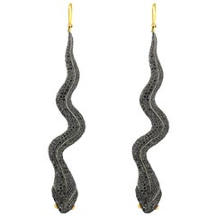 Black Diamond Snake Earring
