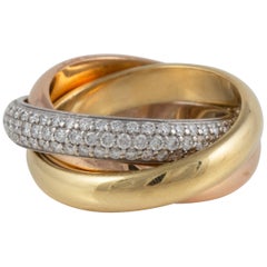 Cartier Trinity Ring with Diamonds in Tri-Color Gold