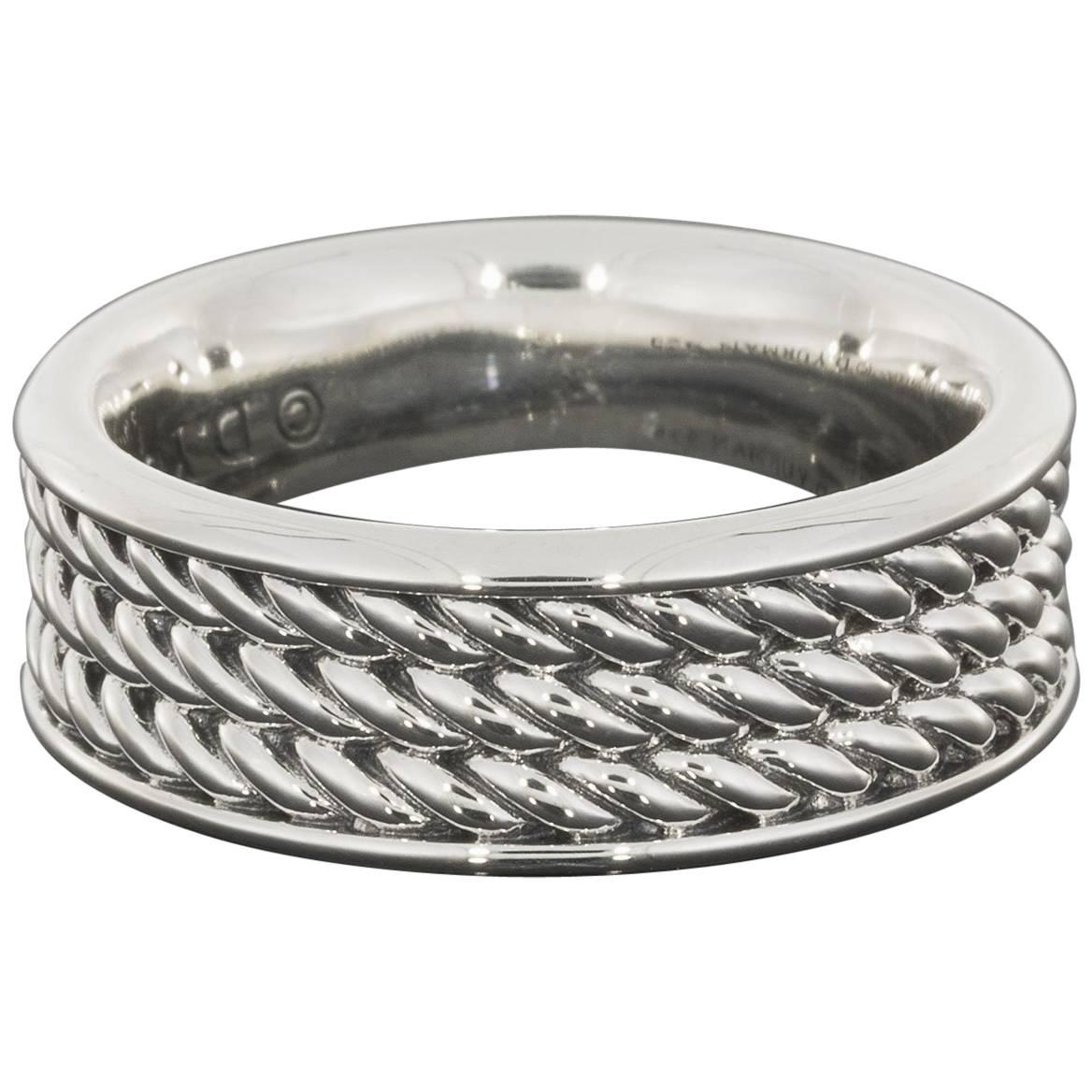 David Yurman Men's Silver Maritime Rope Cable Band Ring at 