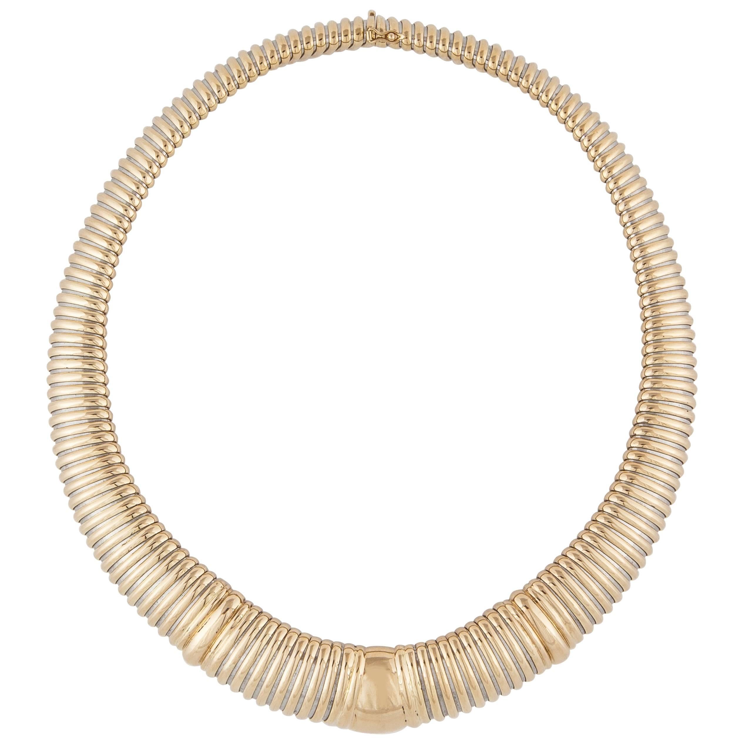 Cartier 18K Gold and Steel Tubas Necklace For Sale