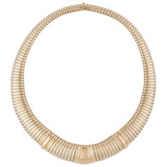 Vintage 1980er Cartier Tubogas-Halskette aus 18 Karat Gold und Stahl