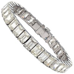 33.64 Carat Emerald Cut Platinum Tennis Bracelet