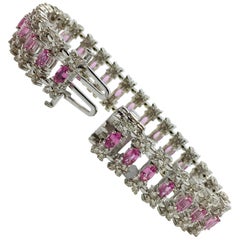 Diamond and Pink Sapphire Link Bracelet