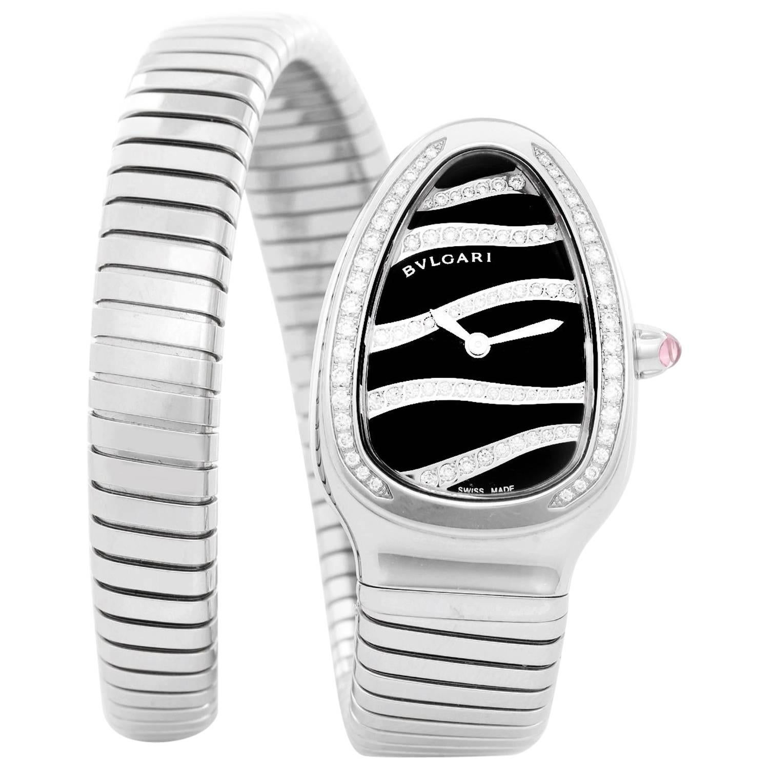 Bulgari Stainless Steel Serpenti Tubogas Quartz Wristwatch