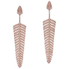 Diamond Feather Earring in 18 Karat Rose Gold