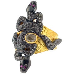 Snake Ring with Diamonds in 14 Karat Gold