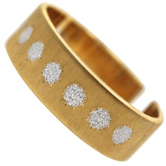 Buccellati 18 Karat Textured Brushed Yellow Gold and White Gold Cuff ...