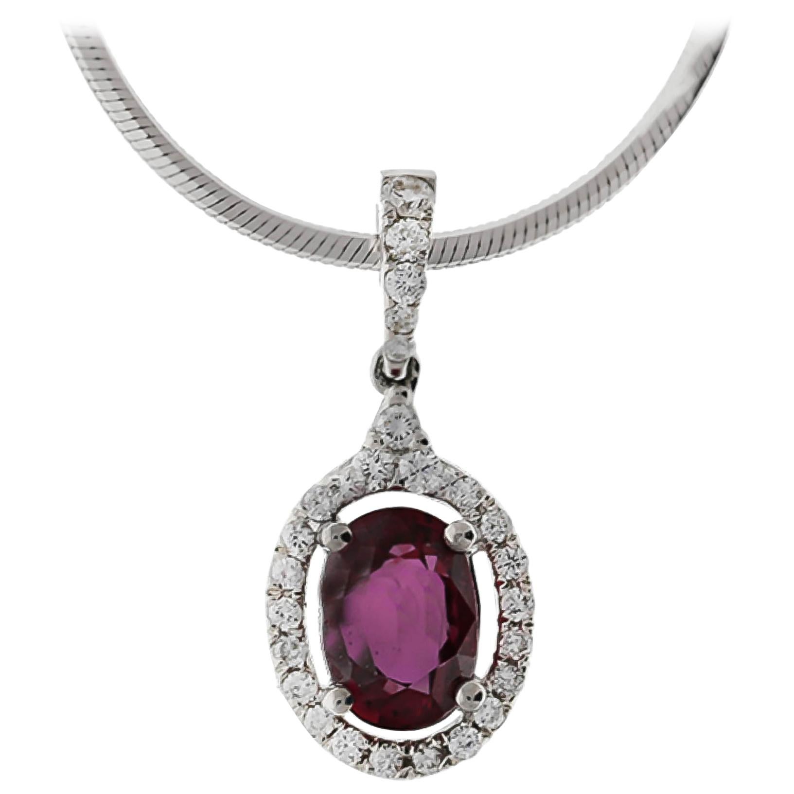 Ruby and Diamond Pendant For Sale
