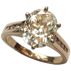 GIA Certified Solitaire 3.07 Carats Yellow Gold Diamond Engagement Ring