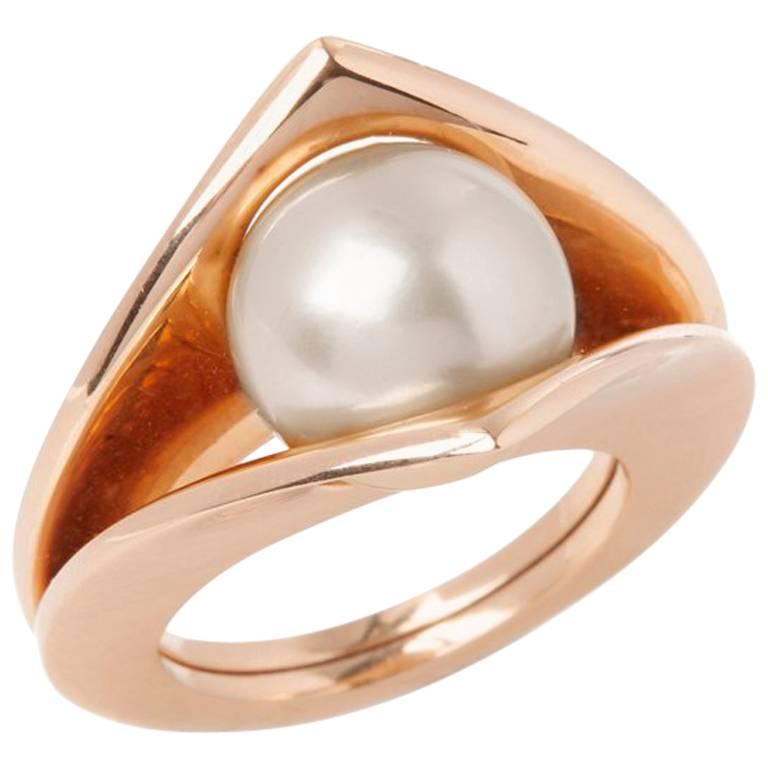 Paul Spurgeon 18 Karat Rose Gold Cultured Pearl Cocktail Ring