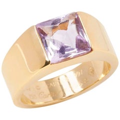 Cartier 18 Karat Yellow Gold Amethyst Tank Ring