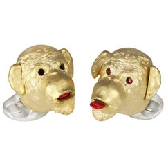 Deakin & Francis Ruby Silver Gold-Plated Cheeky Monkey Cufflinks