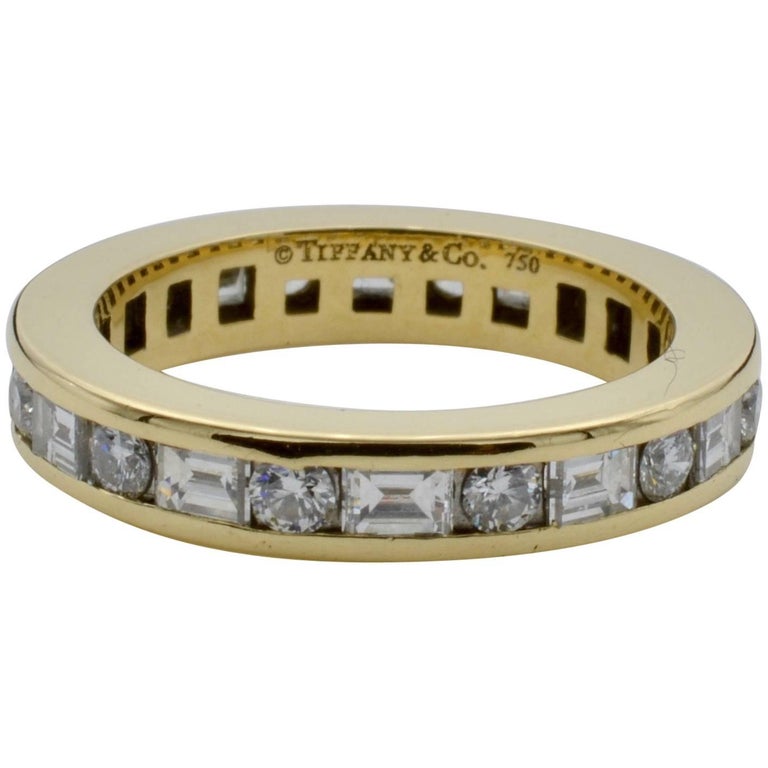 Tiffany and Co. 18K Yellow Gold Eternity Band Diamond Baguette and ...