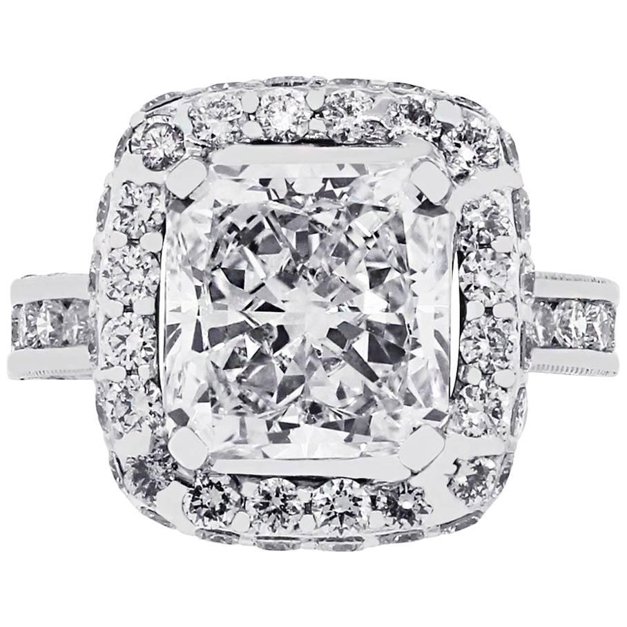 GIA Certified 3.05 Carat Radiant Cut Diamond Engagement Ring