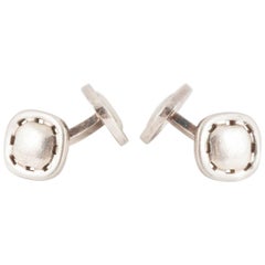 Cufflinks, heavy, silver by Hermes Paris c, 1910/20, Hermes case