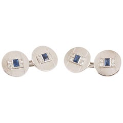Cufflinks, 18ct Gold and Platinum, Sapphire and Diamond, English circa 1920