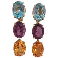 Elegant Three-Stone Drop Earrings