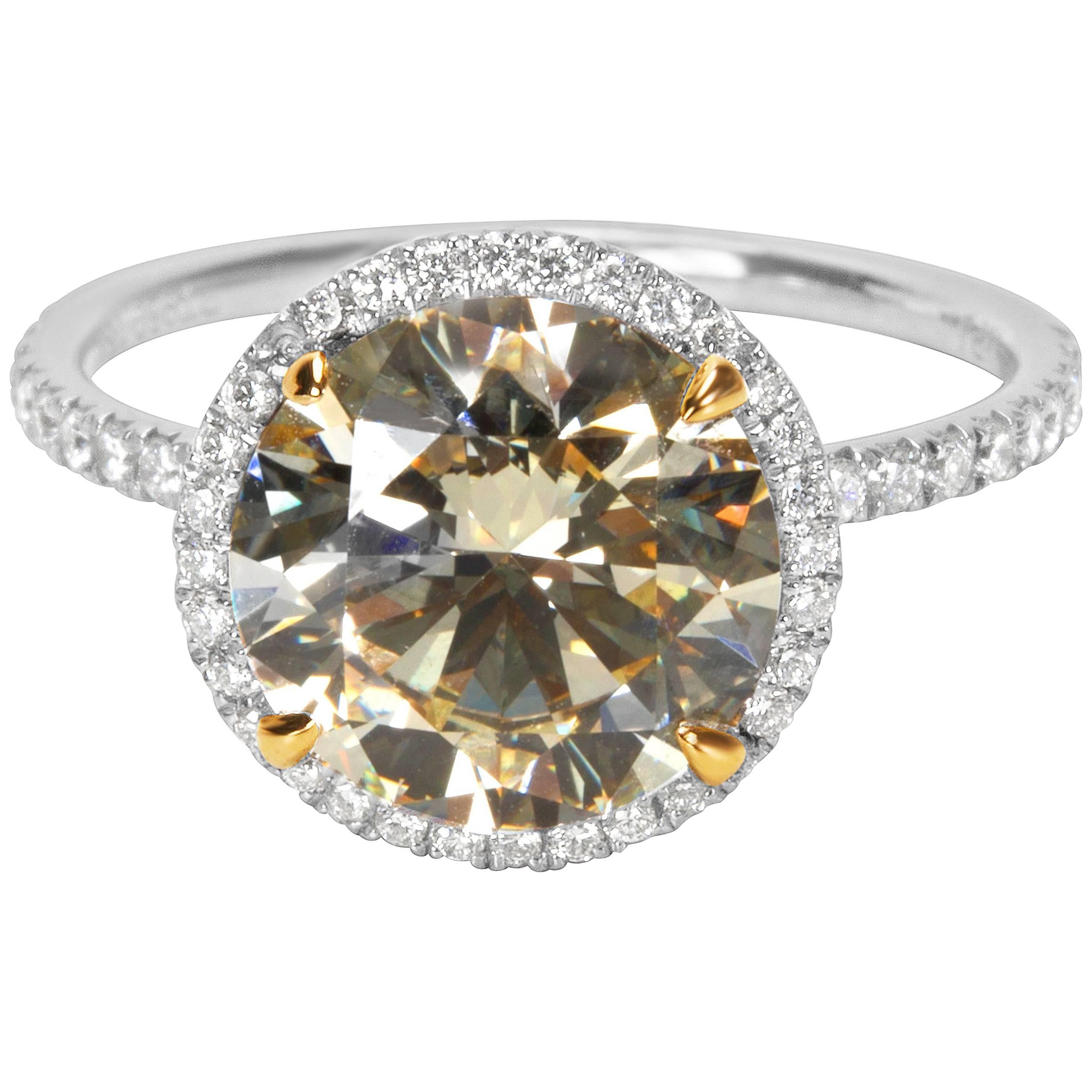 GIA Certified Diamond Halo Engagement Ring, 3.50 Carat