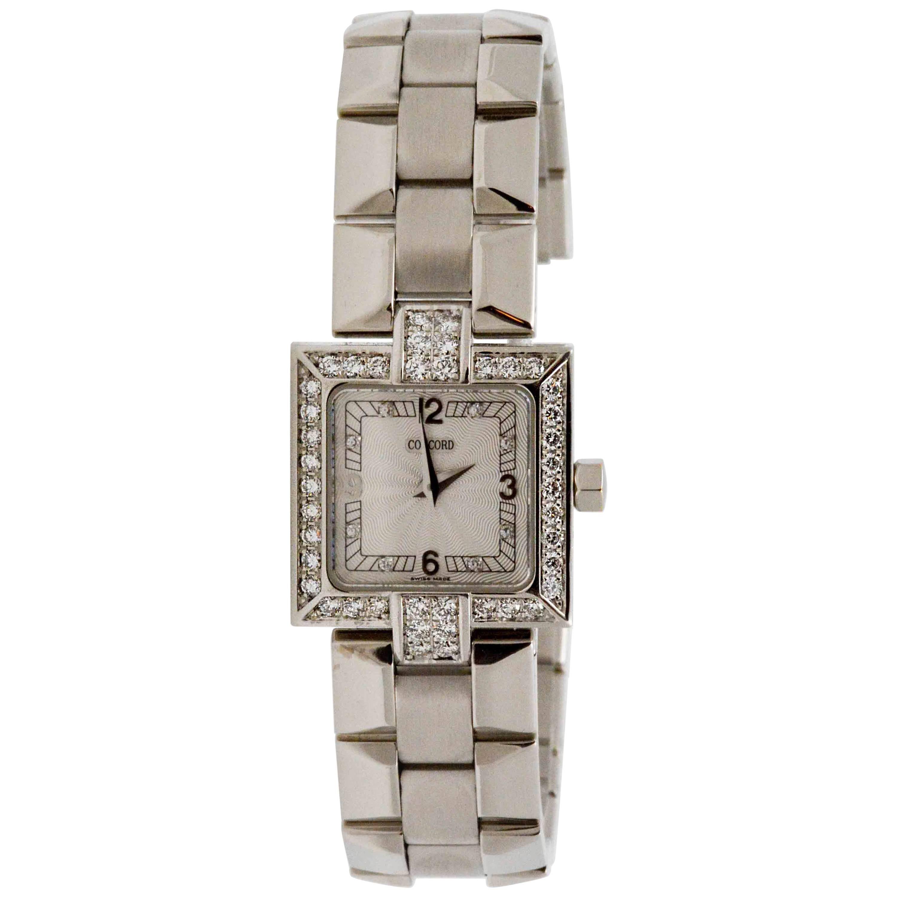 Concord Ladies White Gold Diamond Bezel La Scala Quartz Wristwatch