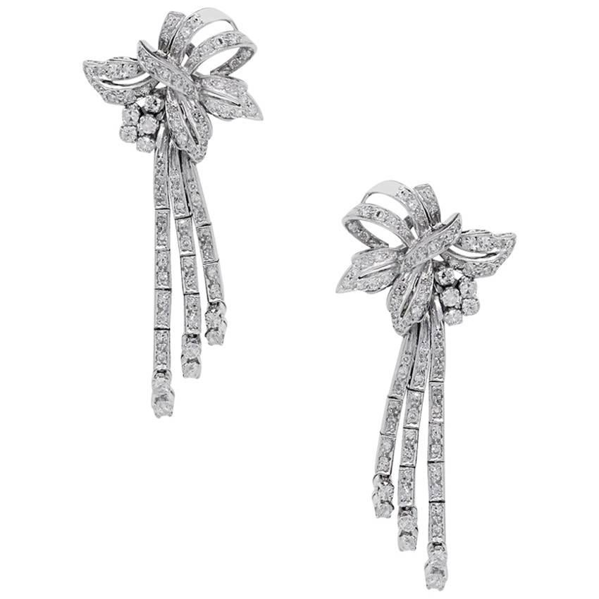2.50 Carat Vintage Diamond Dangle Earrings