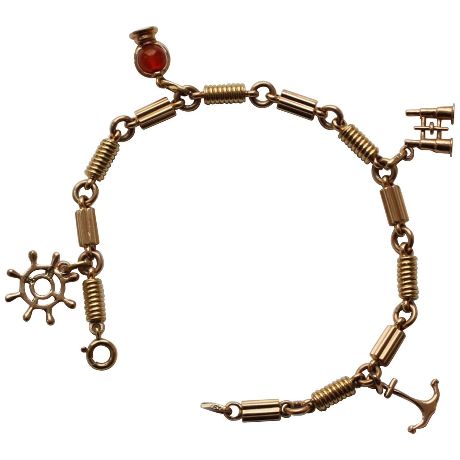 Gold Nautical Charm Bracelet