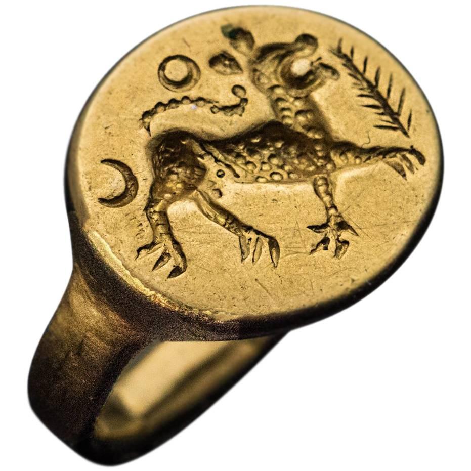 Ancient Roman Gold Signet Ring 2nd Century AD