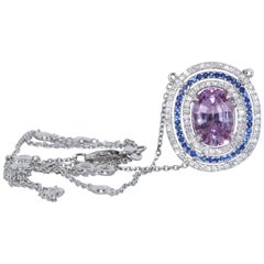 GIA Certified, 3.31 Burma No Heat Pink Sapphire Pendant Necklace in White Gold