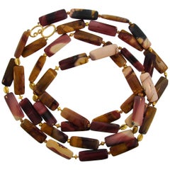 Verdura Agate Bead Strand Necklace with Yellow Gold Clasp