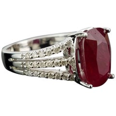 5.59 Carat Oval Ruby and Diamond Cocktail Ring