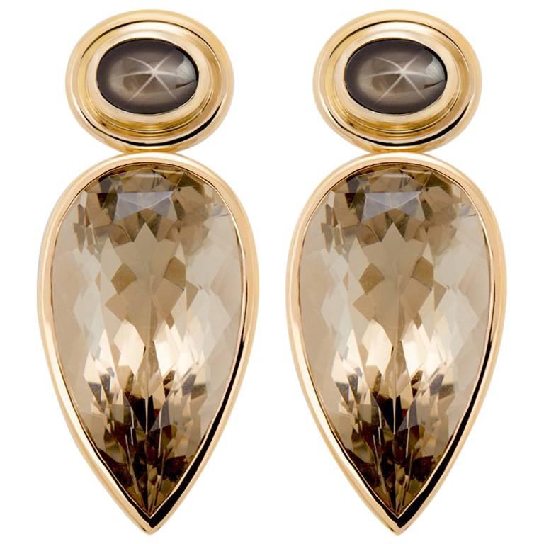 Rose Gold Smoky Quartz Earrings For At 1stdibs Rose Gold Smoky Quartz Earrings For