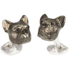 Deakin and Francis Sterling Silver French Bulldog Cufflinks