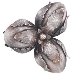 Buccellati satin finished Silver Acorns Brooch