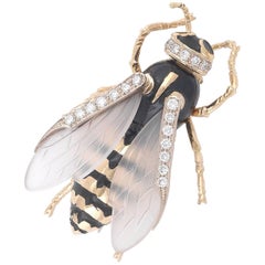 Enamel And Diamond Wasp Brooch 
