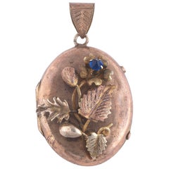 Pendentif ovale en or avec porte-portrait napolitain du milieu du 19e siècle