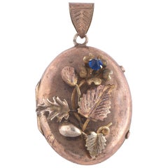 Mid-19th Century Neapolitan Gold Locket Portrait Holder Oval Pendant