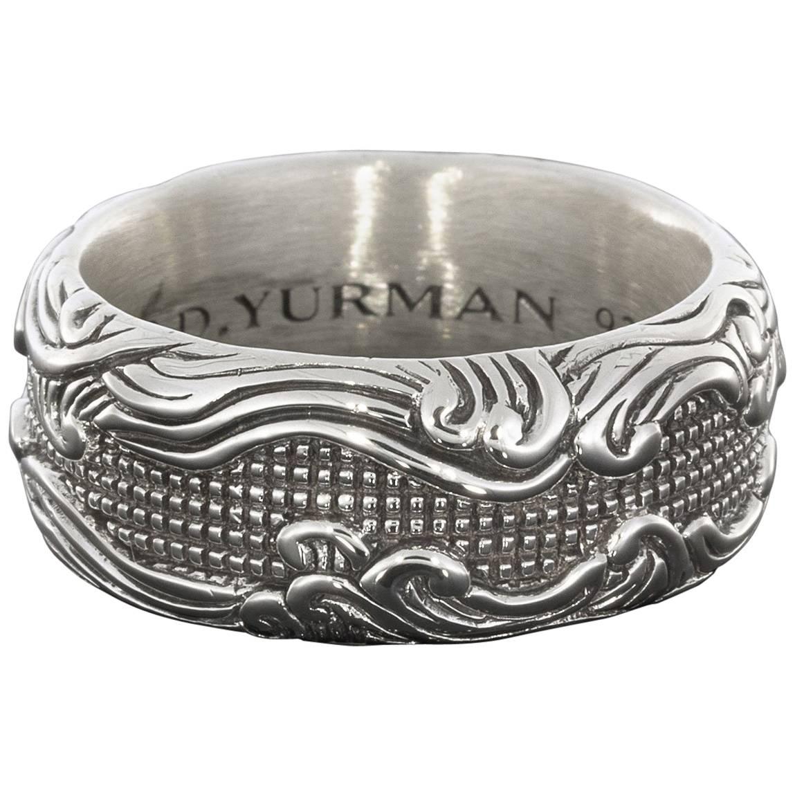 David Yurman Men's Sterling Silver Waves Collection Band Ring