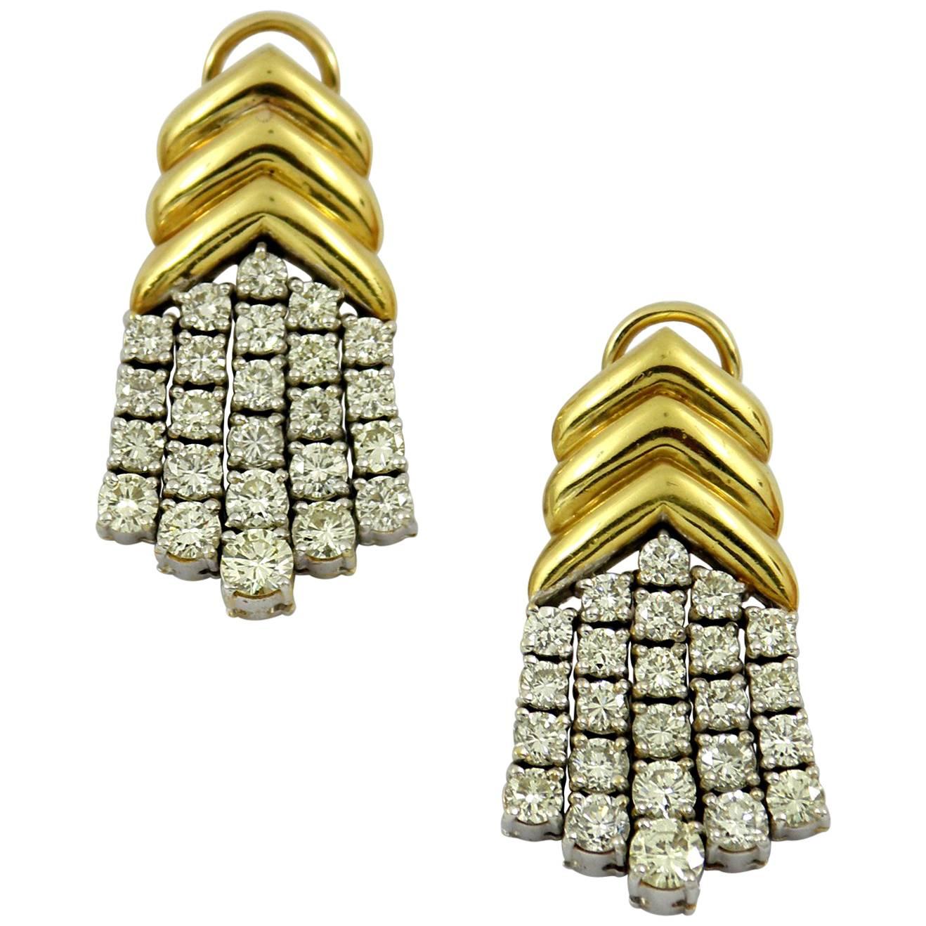 Geometric Gold Diamond Hanging Earrings