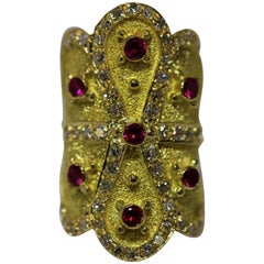 Greek Motif Diamond Ruby Ring