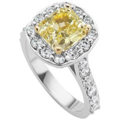 Scarselli GIA 2.79 carat Radiant Cut Yellow Diamond Engagement Ring in Platinum 